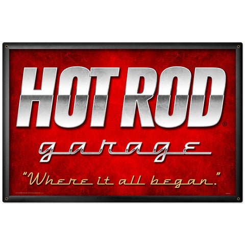 Hot Rod Garage Metal Sign Wall Decor 36 x 24