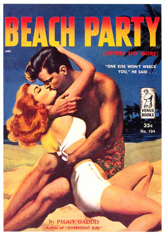 Beach Party 11 x 17 Retro Book Cover Poster