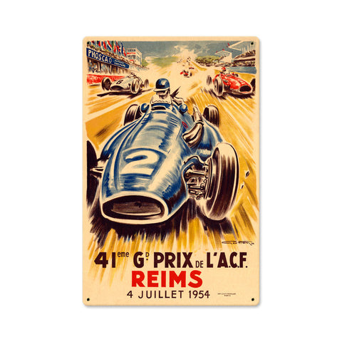 Reims Grand Prix Metal Sign Wall Decor 12 x 18