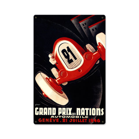 Nations Grand Prix Metal Sign Wall Decor 12 x 18
