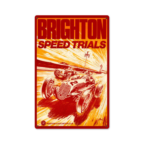 Brighton Speed Trials Metal Sign Wall Decor 12 x 18