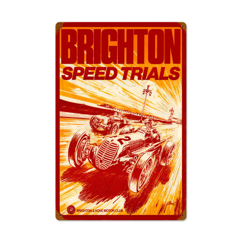 Brighton Speed Trials Metal Sign Wall Decor 16 x 24