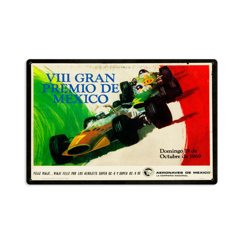 Mexico Grand Prix Metal Sign Wall Decor 18 x 12