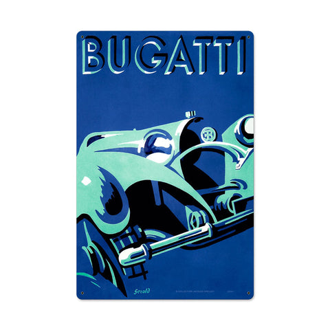 Bugatti Blue Metal Sign Wall Decor 16 x 24