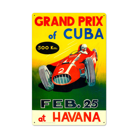 Grand Prix Cuba Metal Sign Wall Decor 16 x 24