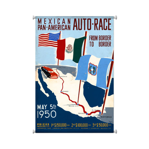 Mexico Auto Races Metal Sign Wall Decor 25 x 36