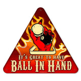 Ball In Hand Metal Sign Wall Decor 15 x 16