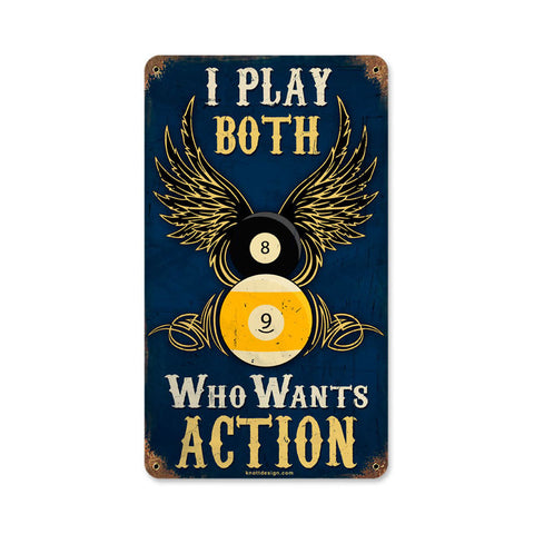 I Play Both Metal Sign Wall Decor 14 x 8