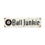 8 Ball Junkie Metal Sign Wall Decor 5 x 20