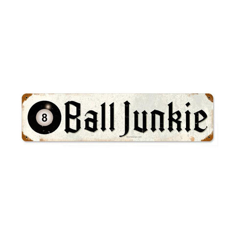 8 Ball Junkie Metal Sign Wall Decor 5 x 20