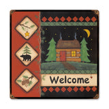 Welcome Cabin Metal Sign Wall Decor 18 x 18