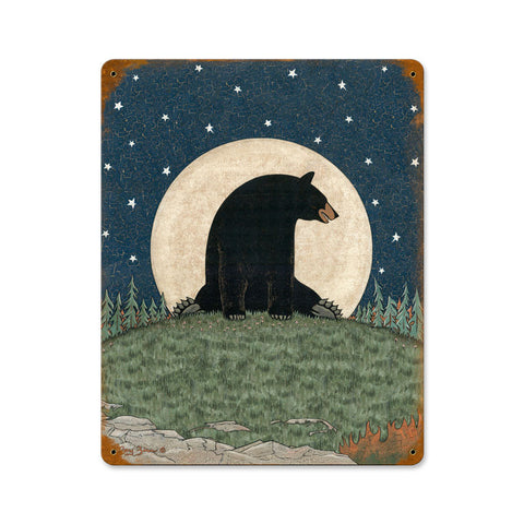 Bear Moon Metal Sign Wall Decor 11 x 14