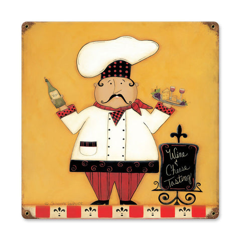 Wine Cheese Metal Sign Wall Decor 18 x 18