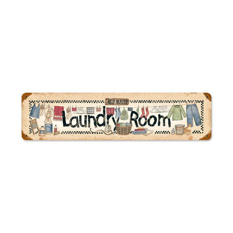Laundry Help Wanted Metal Sign Wall Decor 20 x 5