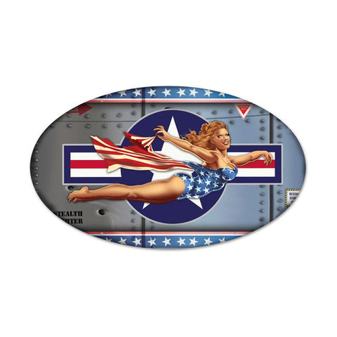 Plane Pinup Metal Sign Wall Decor 24 x 14
