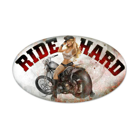 Ride Hard Metal Sign Wall Decor 24 x 14