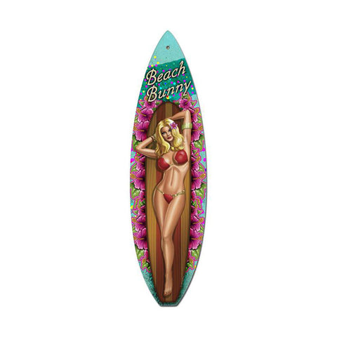 Beach Bunny Metal Sign Wall Decor 6 x 22