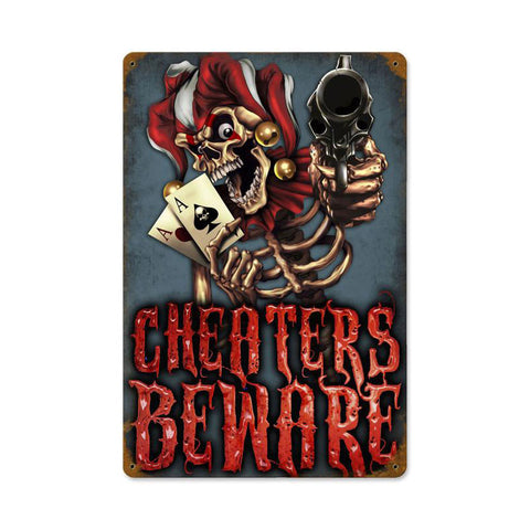 Cheaters Beware Metal Sign Wall Decor 12 x 18