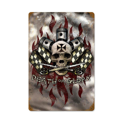 Death or Glory Metal Sign Wall Decor 12 x 18