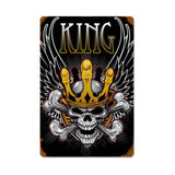 King Skull Metal Sign Wall Decor 12 x 18
