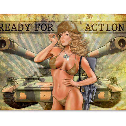 Ready for Action Metal Sign Wall Decor 18 x 12