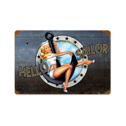 Hello Sailor Metal Sign Wall Decor 18 x 12