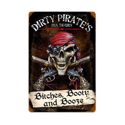 Dirty Pirates Metal Sign Wall Decor 12 x 18