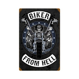 Biker From Hell Metal Sign Wall Decor 12 x 18