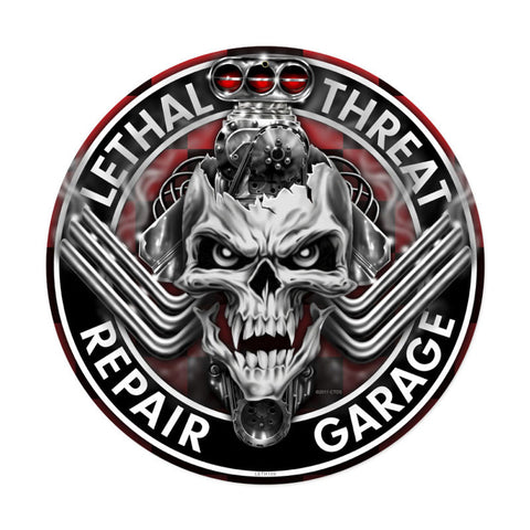 Engine Skull Metal Sign Wall Decor 14 x 14