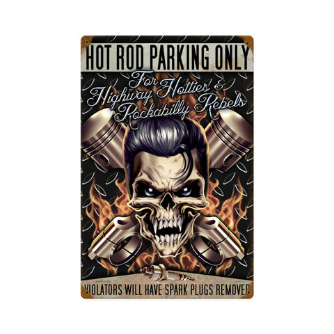 Hot Rod Parking Metal Sign Wall Decor 12 x 18