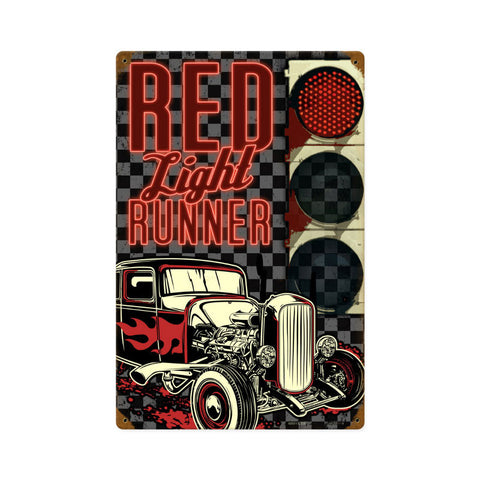 Red Light Runner Metal Sign Wall Decor 12 x 18