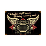 Saturday Night Sinner Metal Sign Wall Decor 12 x 18