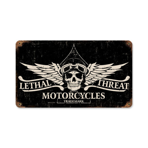 Lethal Motorcycles Metal Sign Wall Decor 14 x 8