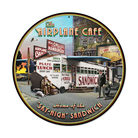 Airplane Cafe Metal Sign Wall Decor 14 x 14