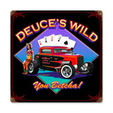 Deuces Wild Metal Sign Wall Decor 12 x 12