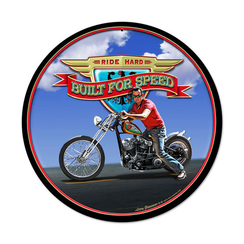 Ride Hard Metal Sign Wall Decor 14 x 14
