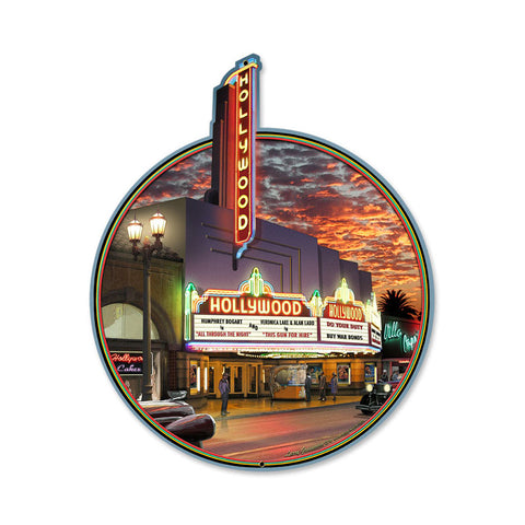 Hollywood Theater Metal Sign Wall Decor 12 x 15