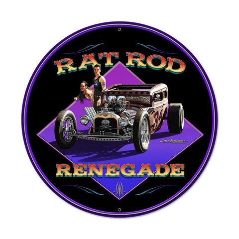 Rat Rod Renegade Metal Sign Wall Decor 28 x 28