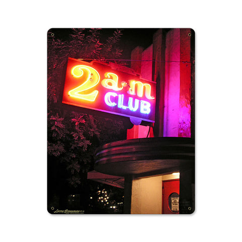 2 AM Club Metal Sign Wall Decor 12 x 15