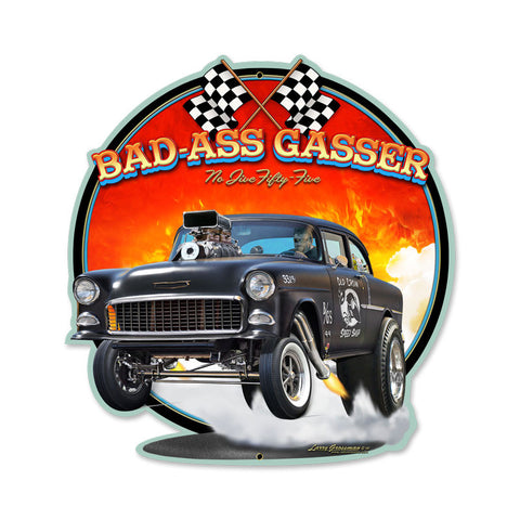 Bad Ass Gasser Metal Sign Wall Decor 14 x 15