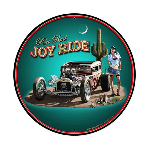 Rat Rod Joy Ride Metal Sign Wall Decor 28 x 28