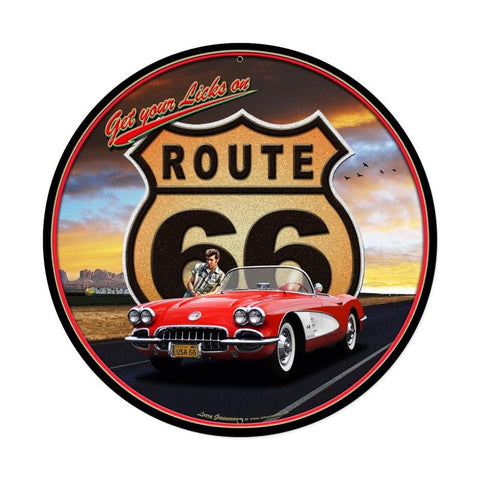 Route 66 II Metal Sign Wall Decor 28 x 28