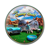 Camp Out Clock Metal Sign Wall Decor 14 x 14