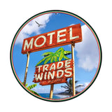 Trade Winds Motel Round Metal Sign Wall Decor 14 x 14