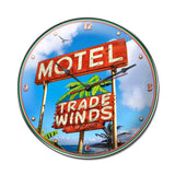 Trade Winds Motel clock Metal Sign Wall Decor 14 x 14