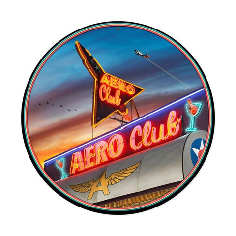 Aero Club Round XL Metal Sign Wall Decor 28 x 28