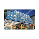 MALIBU PIER Metal Sign Wall Decor 12 x 18