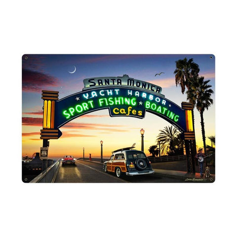 Santa Monica Pier XL Metal Sign Wall Decor 24 x 36