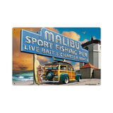 Malibu Pier Metal Sign Wall Decor 18 x 12