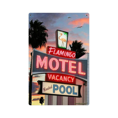 Flamingo Motel Metal Sign Wall Decor 12 x 18